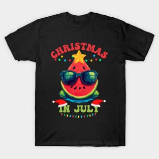 Christmas in July - Watermelon Wearing Sunglasses T-Shirt